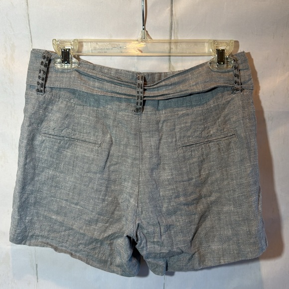 Pretty Nick & Mo Blue Linen Shorts With Tie Waist Size 27 - Picture 2 of 5
